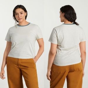 NWT Everlane • Organic Cotton Box Cut Tee cream and blue stripe size XS